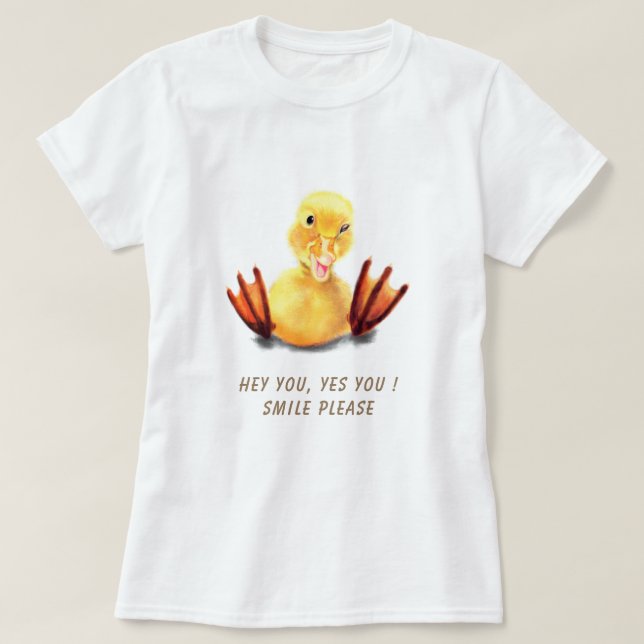 Funny Text T-Shirt with Catchy Duck (Design Front)