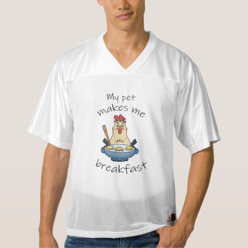 Funny text The hen is making breakfast Mens Football Jersey