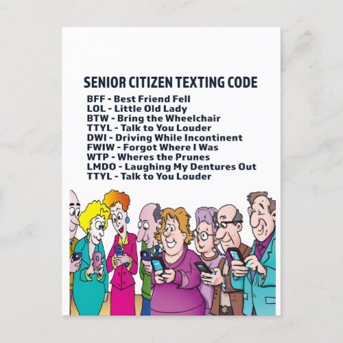 Funny Texting for Seniors  Postcard