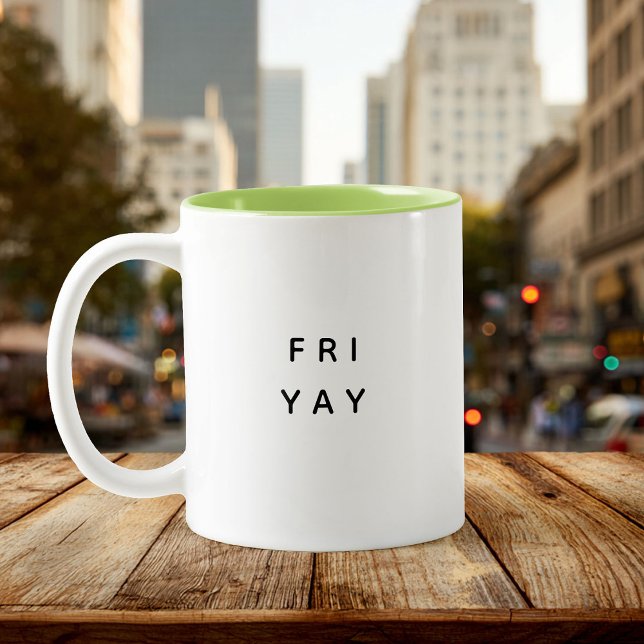 Funny TGIF Thank God It's Friday Cute Trendy Quote Two-Tone Coffee Mug (Creator Uploaded)