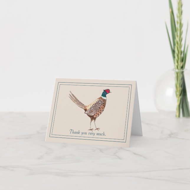 Funny thank you card with pheasant painting (Front)