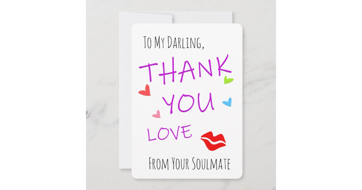 Funny Thank You Cards Love Hearts And Red Sexy Lips
