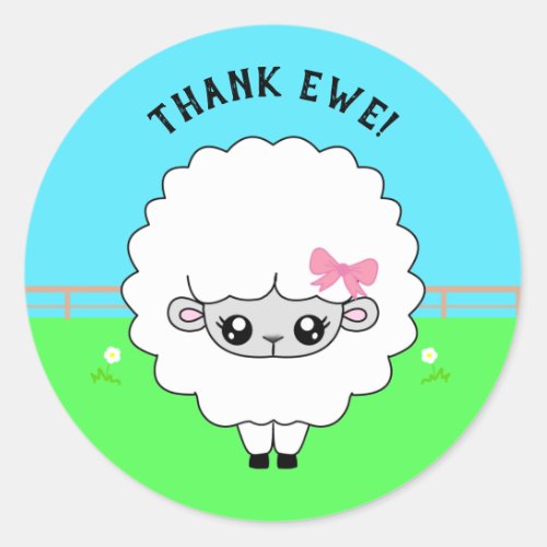 Funny Thank You Ewe Sheep Stickers