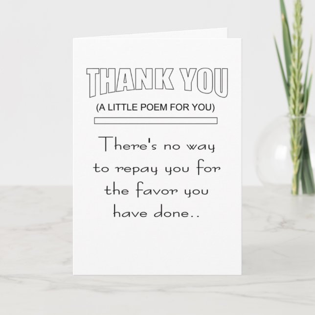 Funny thank you for a special favor card (Front)