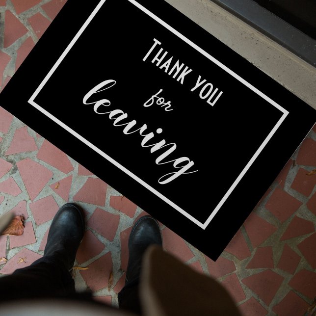 Funny "Thank You For Leaving" Introvert Antisocial Doormat (This funny + stylish black/white doormat is for introverts, homebodies, and the lovably antisocial!)