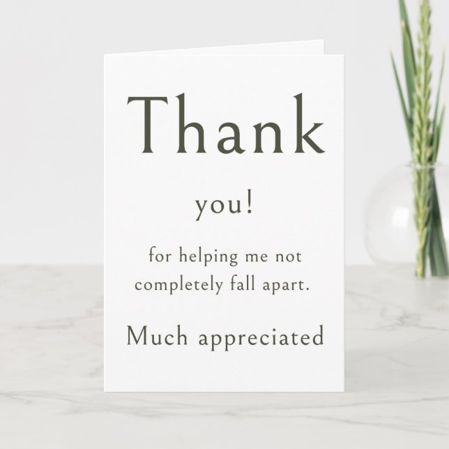 Funny Thank You Greeting Card for Friend at Work  (Front)