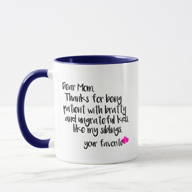 Funny Thank You Mom Meme Mother's Day Gift Coffee Mug (Left)