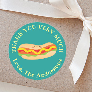 Funny Thank You Very Much Humorous Hot Dog Pun Classic Round Sticker