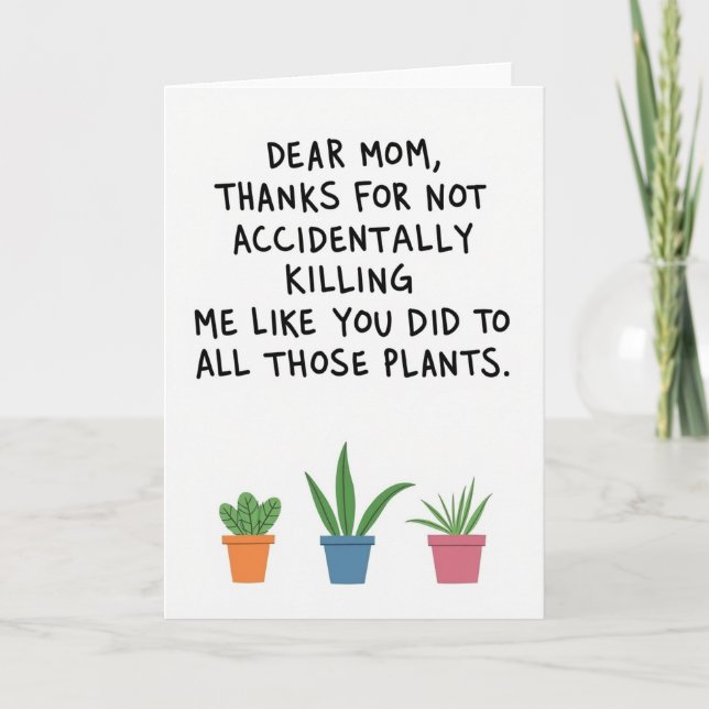 Funny Thanks Mom Botanical Card (Front)