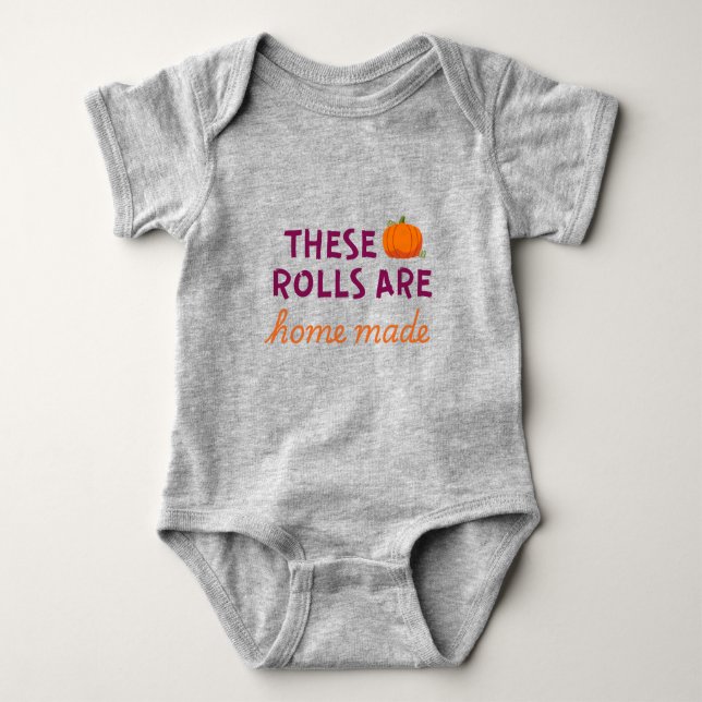 Funny Thanksgiving Baby Bodysuit, Cute Fall Baby  Bodysuit (Front)