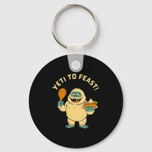 Funny Thanksgiving Bigfoot Turkey And Pumpkin Pie Keychain