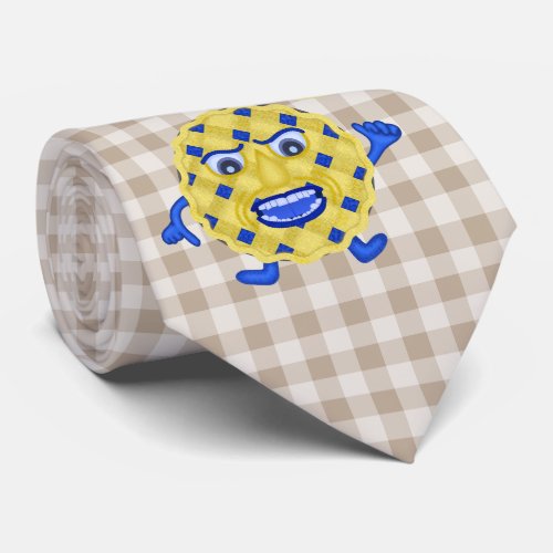 Funny Thanksgiving Blueberry Pie Humor Gingham Neck Tie