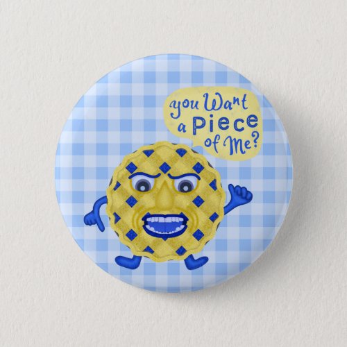 Funny Thanksgiving Blueberry Pie Humor Gingham Pinback Button