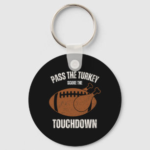 Funny Thanksgiving Boys Men Turkey Touchdowns Foot Keychain