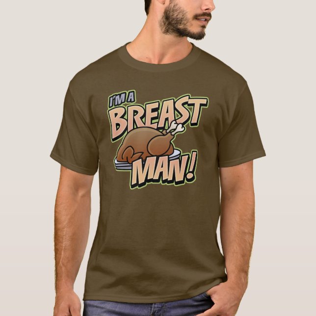 Funny Thanksgiving Breast Man Basic dark t shirt (Front)