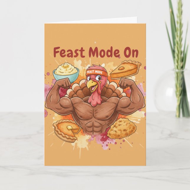 Funny Thanksgiving Card – Feast Mode On (Front)