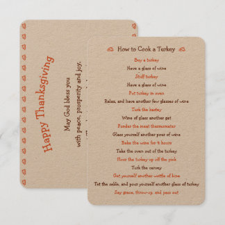 Funny Thanksgiving Card How To Roast Turkey Recipe
