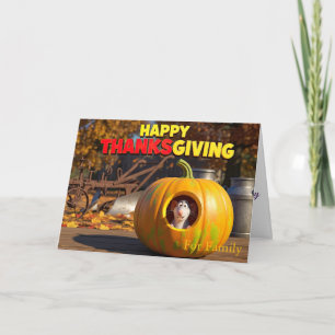 Funny Thanksgiving Card with Rat and Pumpkin