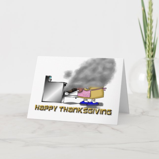 Funny Thanksgiving Cartoon Holiday Card (Front)