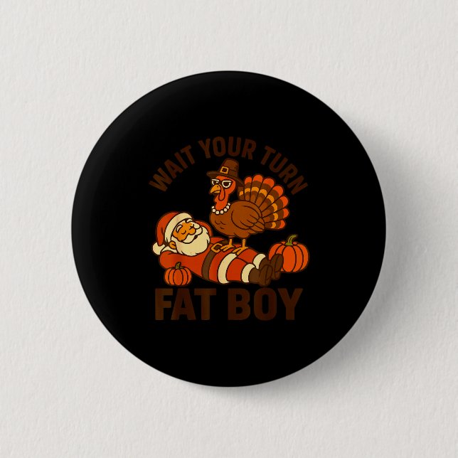 Funny Thanksgiving Christmas Turkey Vs Santa For M Button (Front)