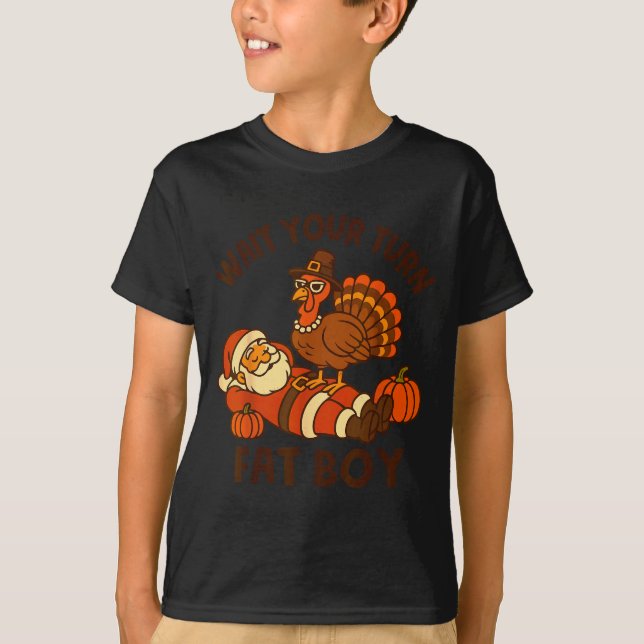 Funny Thanksgiving Christmas Turkey Vs Santa For M T-Shirt (Front)