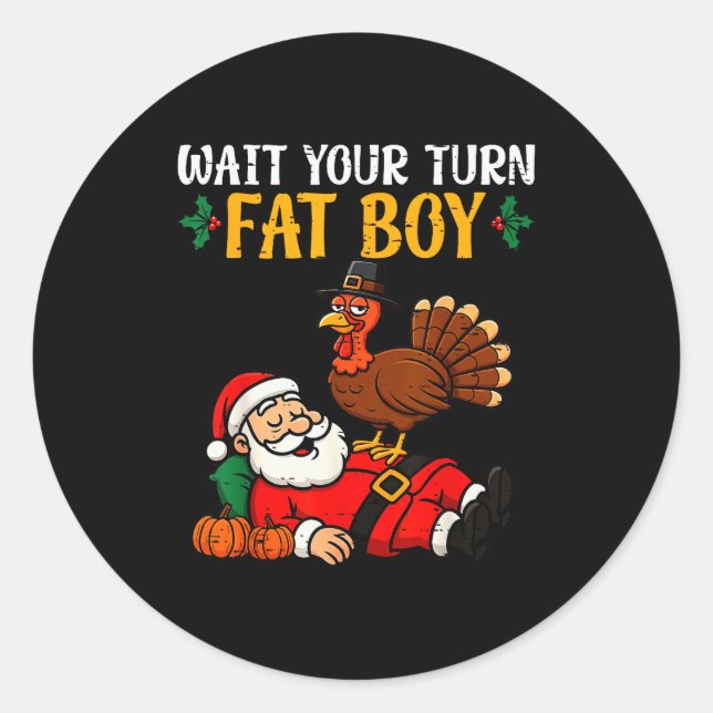 Funny Thanksgiving Christmas Turkey Vs Santa Men W Classic Round Sticker (Front)
