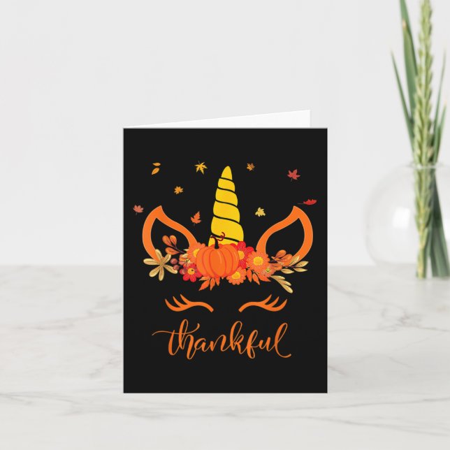 Funny Thanksgiving Cute Unicorn Turkey Face Girl A Card (Front)