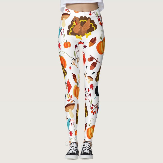 funny thanksgiving dabbing turkeys leggings (Front)