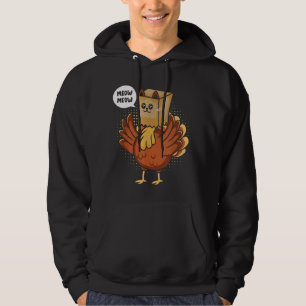Funny Thanksgiving Day Fake Cat Turkey Meow Animal Hoodie