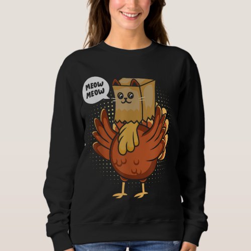 Funny Thanksgiving Day Fake Cat Turkey Meow Animal Sweatshirt