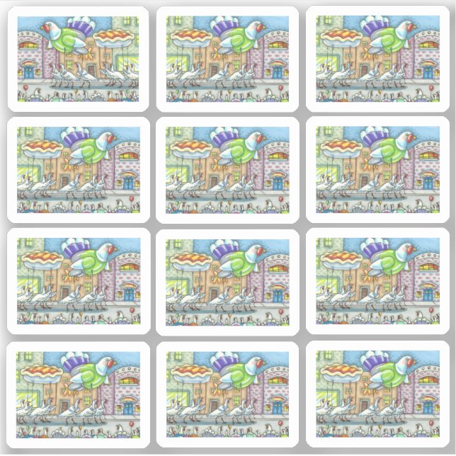 FUNNY THANKSGIVING DAY PARADE TURKEY BALLOON STICKER (Front)