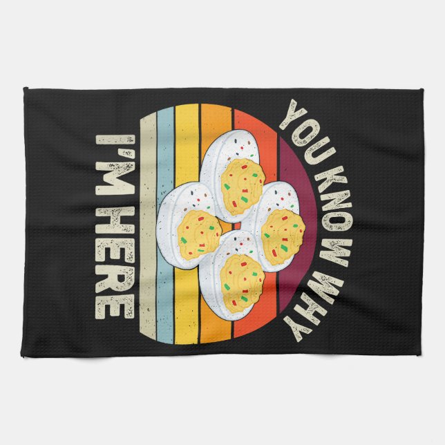 Funny Thanksgiving Deviled Eggs You Know Why I'm H Kitchen Towel (Horizontal)