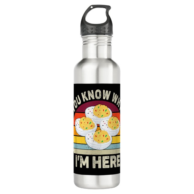 Funny Thanksgiving Deviled Eggs You Know Why I'm H Stainless Steel Water Bottle (Front)