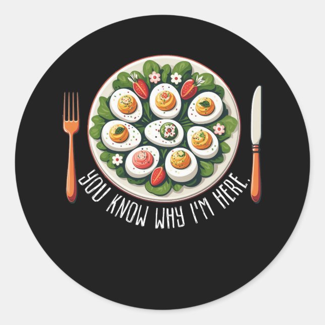 Funny Thanksgiving Dinner Deviled Egg You Know Why Classic Round Sticker (Front)
