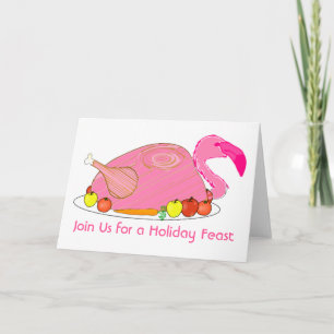 Funny Thanksgiving Dinner Flamingo Invitation