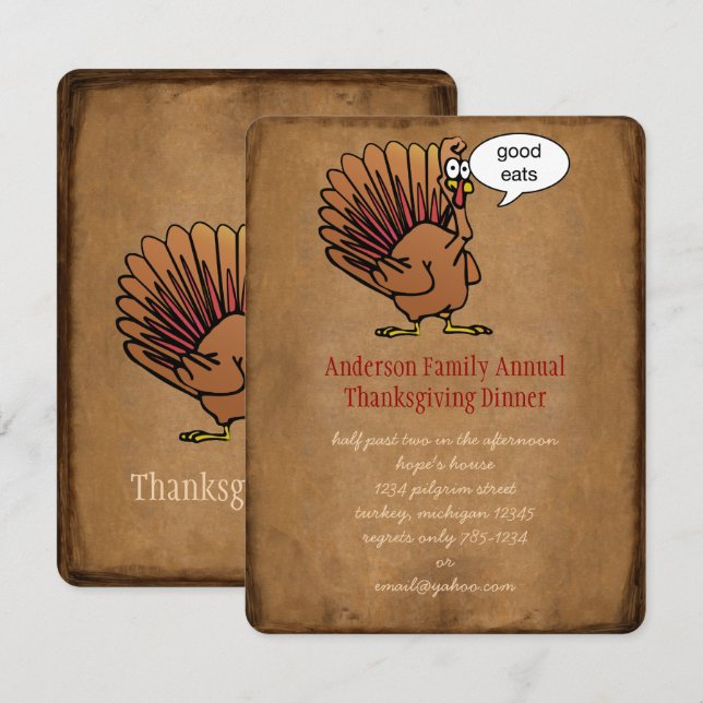 Funny Thanksgiving Dinner Invitation (Front/Back)