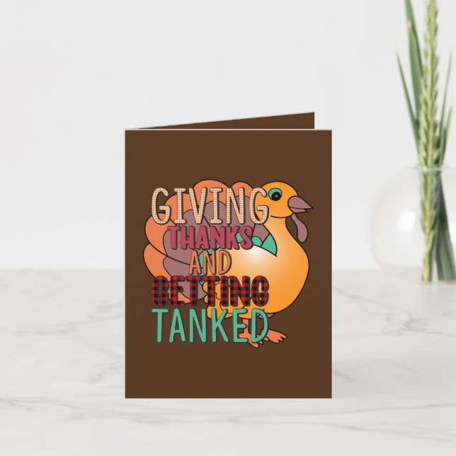 funny Thanksgiving drinking turkey add sentiment Holiday Card (Front)