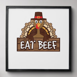 Funny Thanksgiving Eat Beef Turkey Humor Gift Peel And Stick Photo Tile