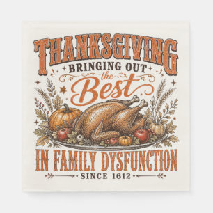 Funny Thanksgiving Family Dysfunction Quote Humor Napkins
