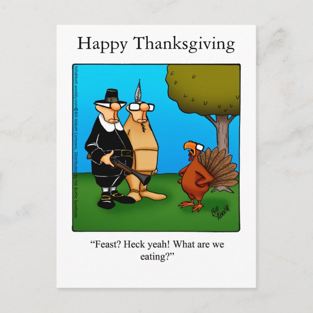 Funny Thanksgiving "Feast Heck Yeah" Postcard (Front)