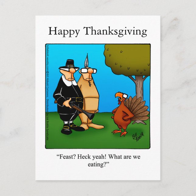 Funny Thanksgiving "Feast Heck Yeah" Postcard (Front)