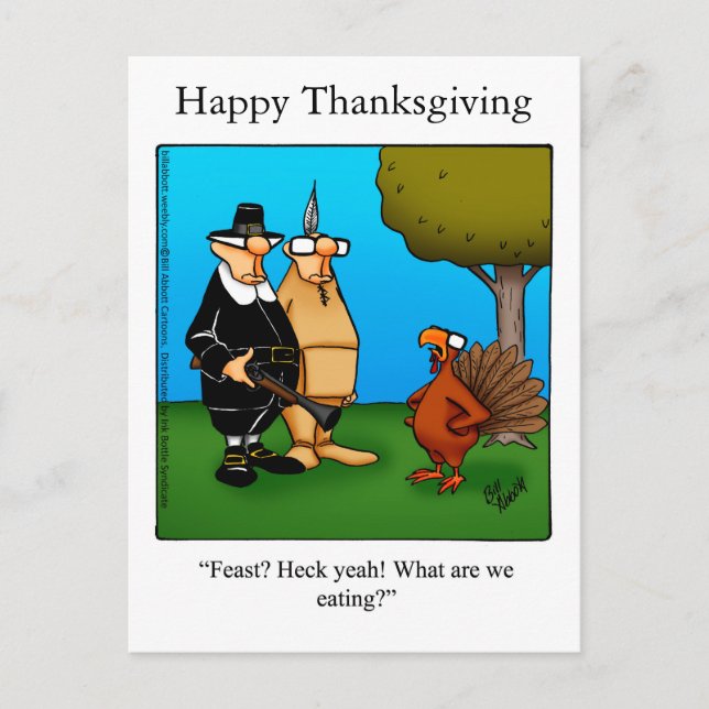 Funny Thanksgiving "Feast Heck Yeah" Postcard (Front)