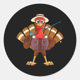 Funny Thanksgiving Fishing Gobble Turkey Fly Bass Classic Round Sticker