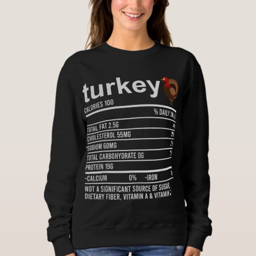 Funny Thanksgiving Food Apparel Turkey Nutrition F Sweatshirt