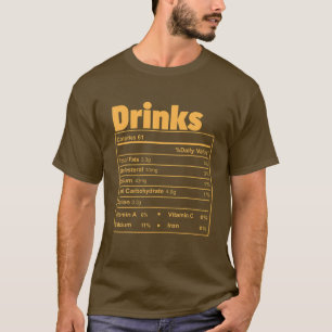 Funny Thanksgiving Food Drinks Nutritional Facts T-Shirt