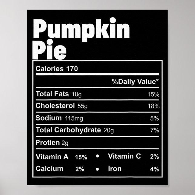 Funny Thanksgiving Food Pumpkin E Nutritional Fact Poster (Front)