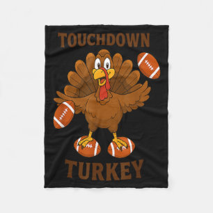 Funny Thanksgiving Football Touchdown Turkey  Fleece Blanket