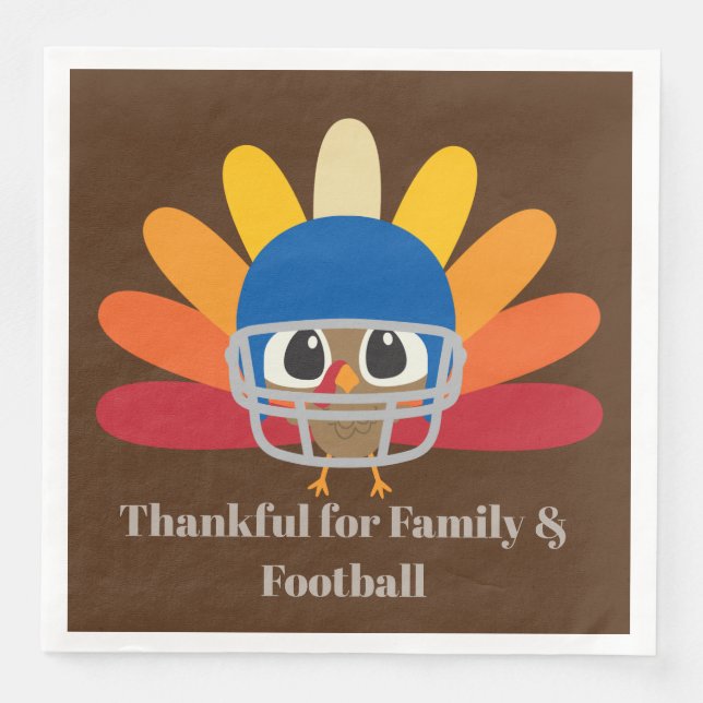 Funny Thanksgiving football turkey party Paper Dinner Napkins (Front)