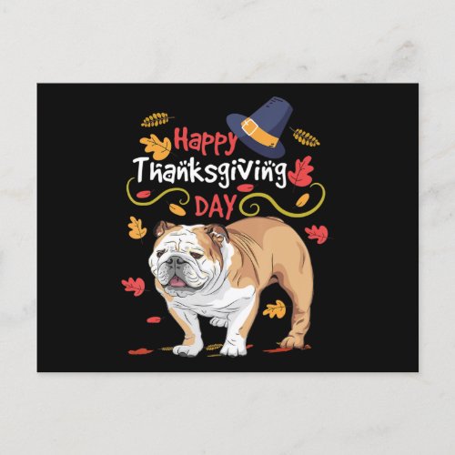 Funny Thanksgiving Gifts For English Bulldog Holiday Postcard