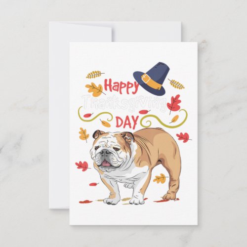 Funny Thanksgiving Gifts For English Bulldog RSVP Card